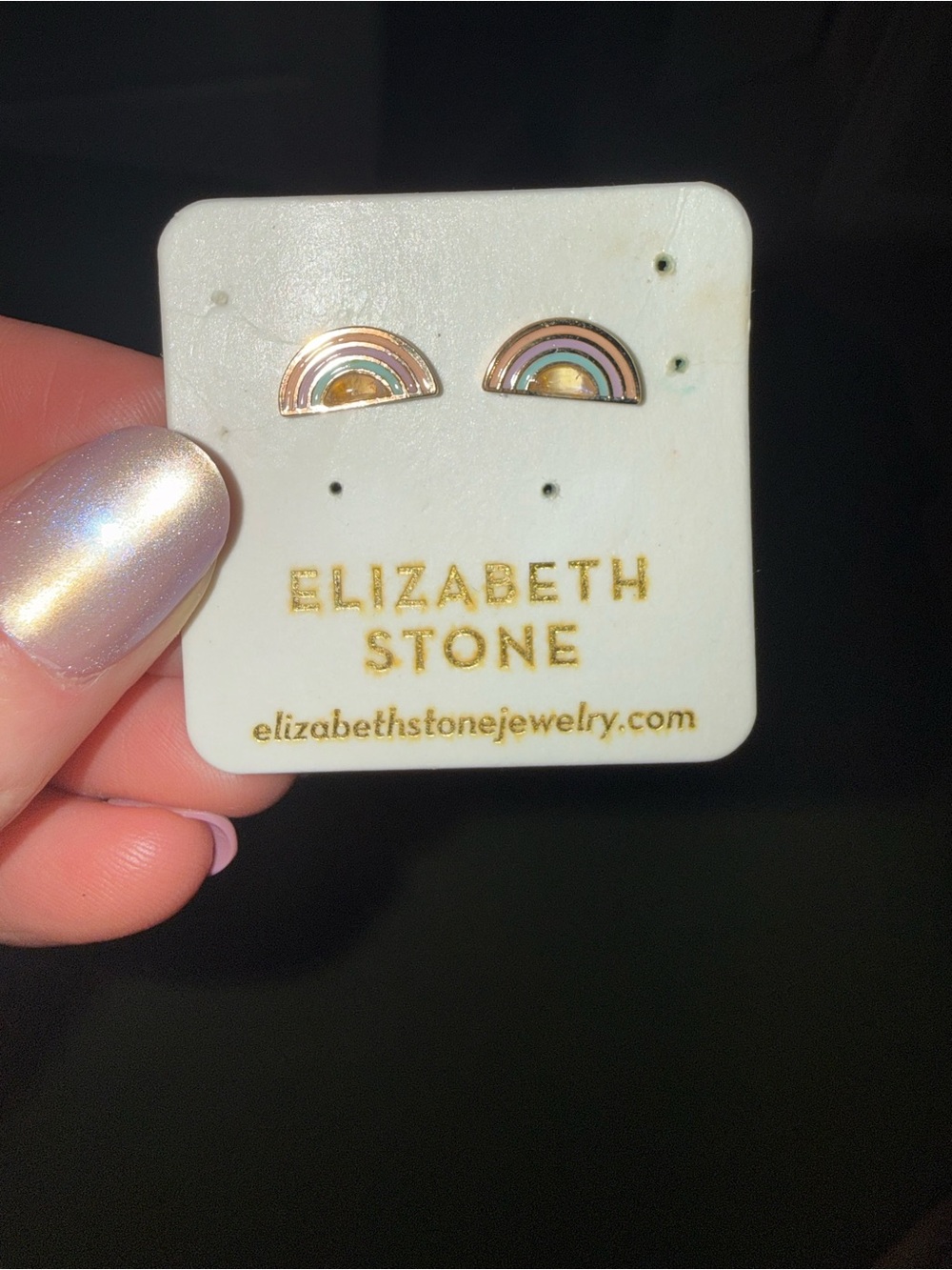 Elizabeth Stone Rainbow Moonstone Stud Earrings